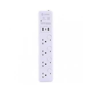 ส่งฟรี Toshino รางปลั๊กไฟ 4 ช่อง + 2 USB 1 Type C 4 สวิตช์ ยาว 3 เมตร รุ่น WY-43