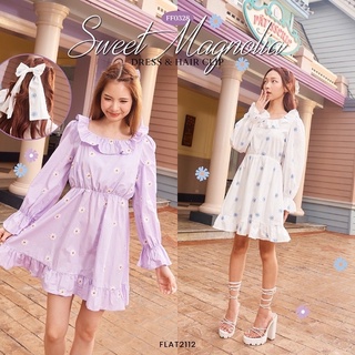 FLAT2112 FF0328 : SWEET MAGNOLIA DRESS &amp; HAIR CLIP🤍 ราคาเต็ม 1090