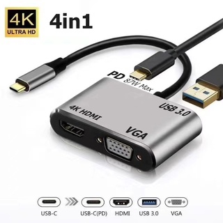 Ultra HD 4K HDMI Type C เป็น USB 3.0 Hub OTG VGA HDMI PD อะแดปเตอร์แท่นชาร์จ สําหรับ macbook huawei acer matebook asus