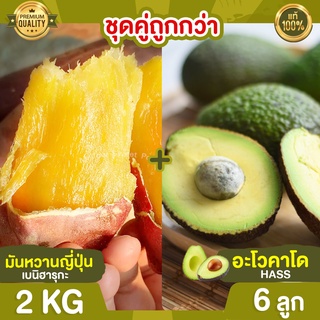 มันหวานญี่ปุ่นน 2kg + อะโวคาโด 6 ลูก Avocado Hass อะโวคาโด้ อโวคาโด อะโวคาโดสด มันหวาน มันหวานเบนิฮารุกะ