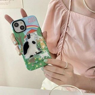 เคสโทรศัพท์มือถือแบบนิ่ม tpu ลายวัว แมว สําหรับ iPhone 14 14promax 14pro 11 12 12PRO 12PROMAX 13 13pro 13promax