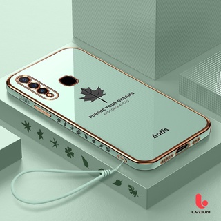 เคส Vivo Y19 Y17 Y15 Y12S Y12 Y12A Y30 Y50 Y20 Y20S Y72 5G Y52 5G Y76 5G Electroplated maple leaf Vivo Y19 FY1