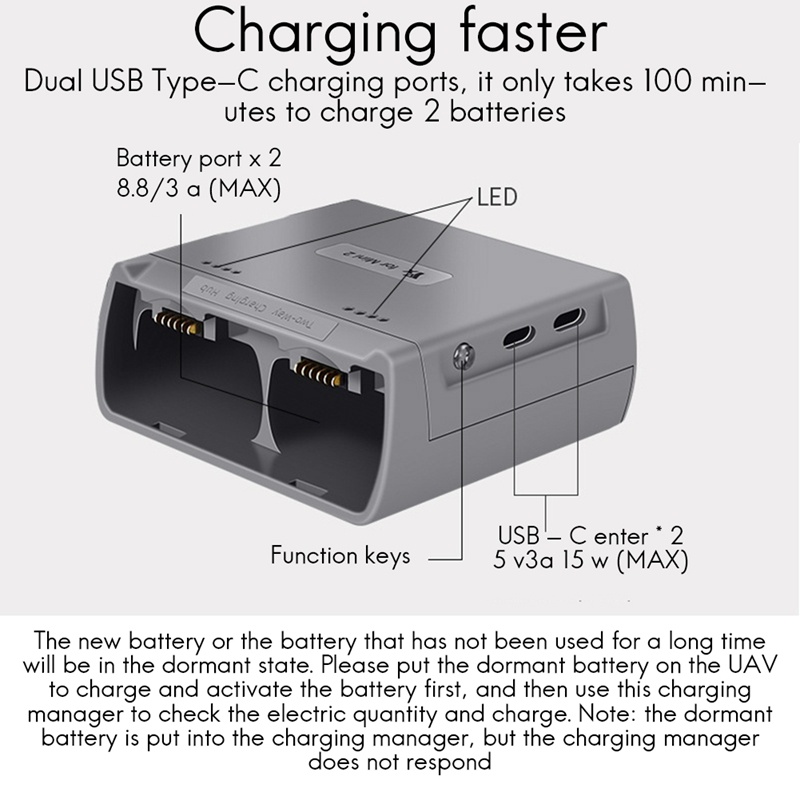 ฮับที่ชาร์จแบตเตอรี่ USB สองทาง สําหรับโดรน DJI Mini 2 Mini SE