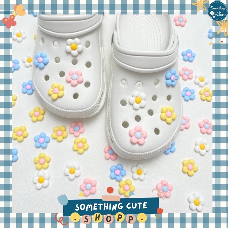 🌸🌼 Ver.1 ตัวติดรองเท้าลายดอกไม้ (1ชิ้น) somethingcute