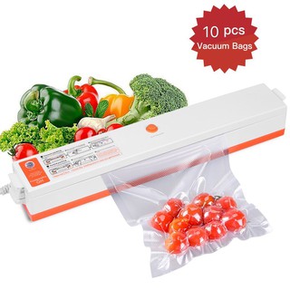 เครื่องซีลสูญญากาศ ปิดปากถุง Vacuum Sealer XINBAOLONG รุ่น LQ-08 พร้อมถุงแวคคั่ม 10 ใบ (สีขาวส้ม)