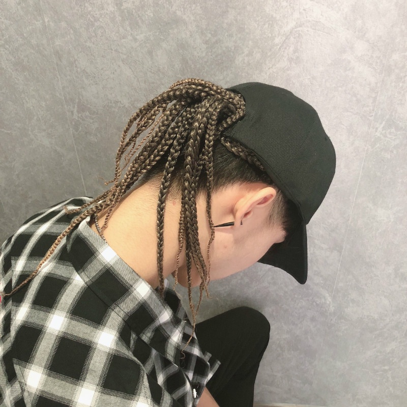 พร้อมส่ง หมวกถักเปีย ใส่วิกผมหางม้าได้ เหมาะกับฤดูร้อน สไตล์ฮิปฮอป สําหรับผู้ชาย