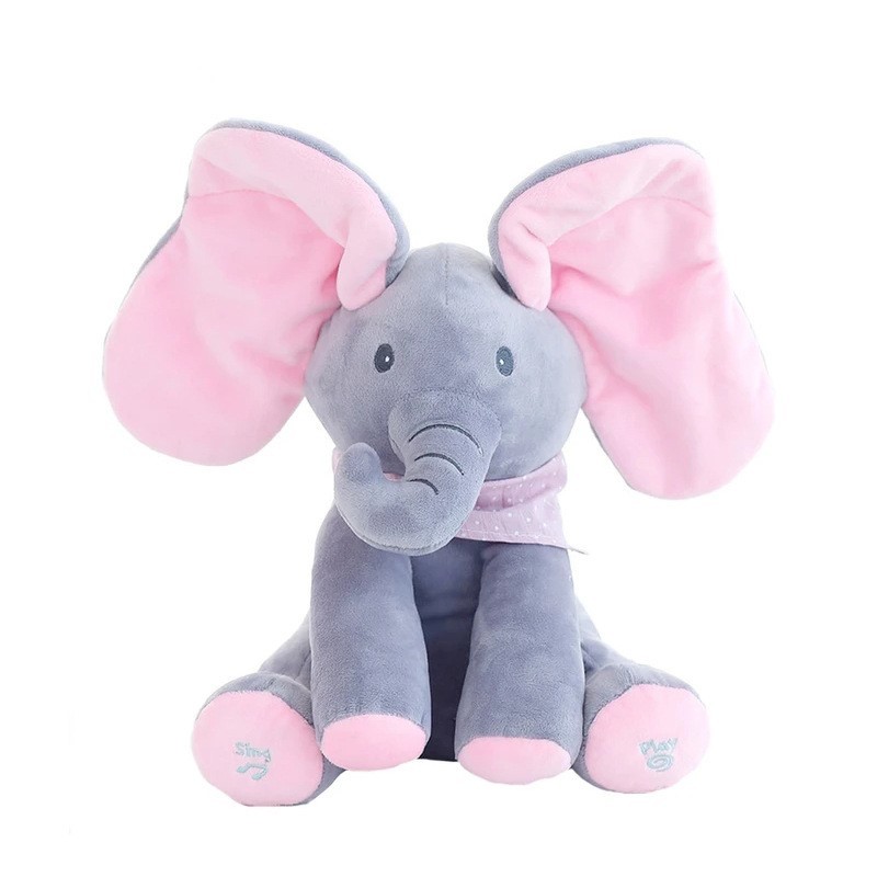 talking elephant plush toy with music