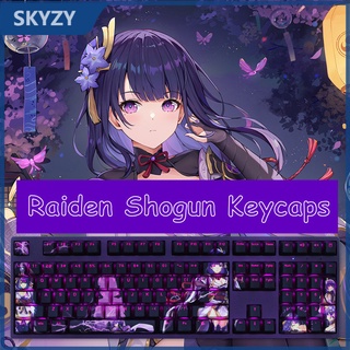 Raiden Shogun Keycaps Cherry Profile Light Transmission Genshin Impact Beelzebul อะนิเมะ PBT Dye Sub คีย์บอร์ดแบบกลไก Keycap