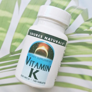 วิตามินเค Vitamin K 500 mcg Plus Calcium 58mg 100 Tablets (Source Naturals®)