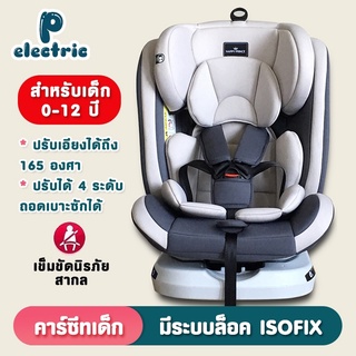 คาร์ซีท คาร์ซีทเด็ก Baby Car Seat มีระบบล็อคแบบ ISOFIX สำหรับเด็กแรกเกิด - 12 ขวบ (0-36kg) ปรับได้ 4 ระดับ เบาะถอดซักได้