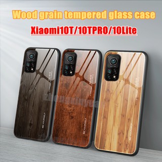 เคสโทรศัพท์แก้วลายไม้เปลือกแข็ง Xiaomi 10T 10TPRO 10Tlite 5G Mi 10 t 10 pro กล่องแก้วเคสมือถือ Tempered Glass Case