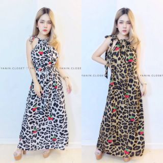 Maxi Dress เสื้อ+ผ้าผูกผม น่ารักระดับ 10 กับลายเสือแต่งเชอรี่