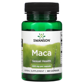 Swanson, Maca, 500 mg, 60 Capsules มาค่า เป็นพืชที่พบได้ในเปรูตอนกลาง มีฤทธิ์ช่วยปรับสมดุลของฮอร์โมน