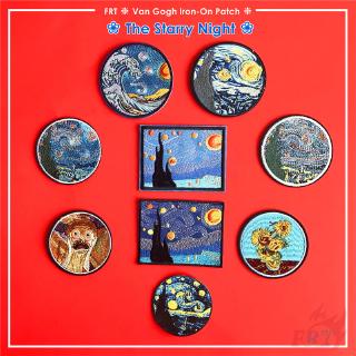 แผ่นแพทช์  ปักลาย Van Gogh Edvard Munch - The Starry Night The Scream สําหรับตกแต่งเสื้อผ้า 1 ชิ้น