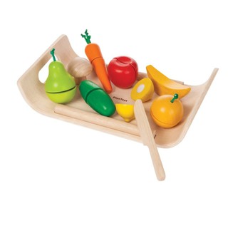 PlanToys 3416 Assorted Fruit &amp; Vegetable ชุดหั่นผักและผลไม้ ของเล่นหั่นได้ ของเล่นสำหรับเด็ก 18 เดือน