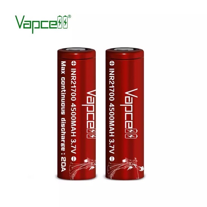 ถ่านชาร์จ Vapcell INR21700 4500 mAh 3.7V ก้อนสีแดง หัวตัด ของแท้