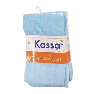 Homehapp  ผ้าไมโครไฟเบอร์ KASSA HOME ขนาด 41 x 48 ซม. (แพ็ค 4 ชิ้น) สีขาว - ฟ้า