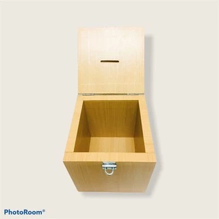 กระปุกออมสินไม้ลายไม้สักทอง และลายหินอ่อน กล่องไม้จริงกล่องTipbox ขนาด15*15*15ซม.