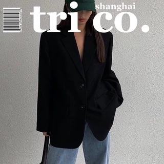 ชุดลําลอง, หลวม, สีดํา, เกาหลี, เหมาะสําหรับการทํางาน, แฟชั่นฤดูใบไม้ผลิและฤดูใบไม้ร่วงของผู้หญิง