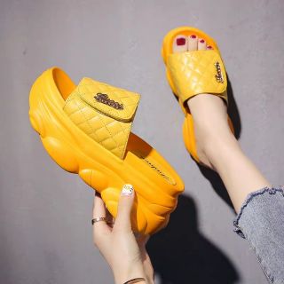 พร้อมส่ง!! รองเท้าส้นตึก  สูง8cm. Size34-39 เหลือง37