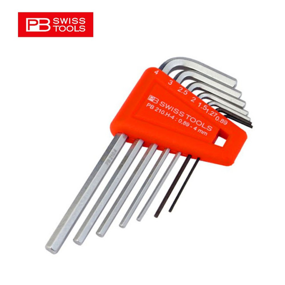 PB Swiss Tools หกเหลี่ยมชุด หัวตัด สั้น ขนาด 0.89 - 4.0  mm. รุ่น PB 210 H-4 (7 ตัวชุด)