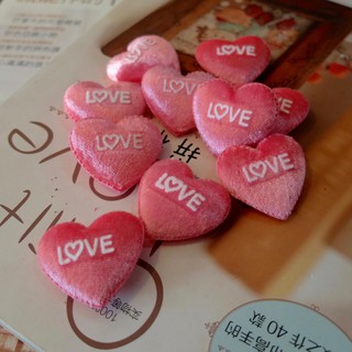 4cm หัวใจ heart หัวใจผ้า กำมะหยี่ love สีชมพู ขนาด 4cm จำนวน 6 ชิ้น heart for valentine gift