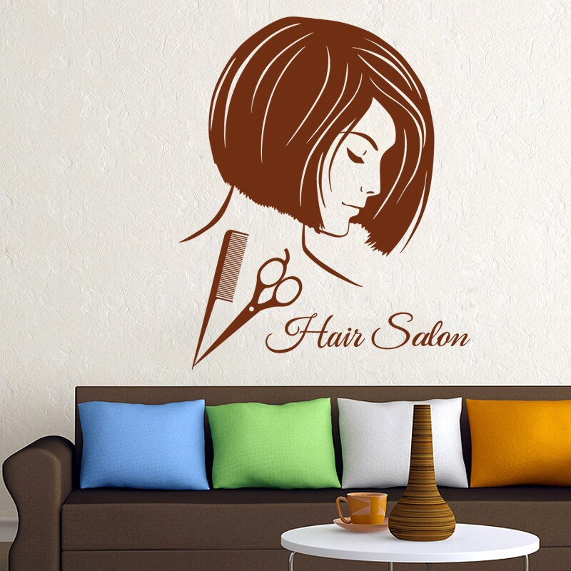ร้านเสริมสวยสติกเกอร์ร้านทําผมรูปลอกผนังร้านตัดผมกรรไกรไวนิลหน้าต่าง ง เอแคลส์ ตกแต่งภาพจิตรกรรมฝาผน