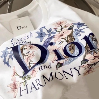 ใหม่ DIOR เสื้อยืดลําลอง ผ้าฝ้าย 100% แขนสั้น พิมพ์ลายดอกไม้ Janpa Jacquard ทรงหลวม คุณภาพสูง แฟชั่นฤดูร้อน สําหรับผู้ชาย และผู้หญิง