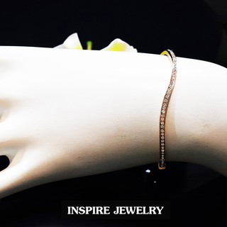 INSPIRE JEWELRY กำไลเพชรเรียงเม็ดครึ่งวง ทรงฟรีฟอร์มดีไซด์