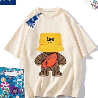 Leefalle เสื้อแขนสั้นลําลอง ผ้าฝ้าย พิมพ์ลาย ทรงหลวม แฟชั่น สําหรับคู่รัก