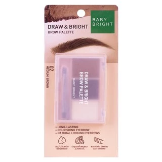 Baby Bright ดรอว์แอนด์ไบร์ทโบรว์พาเลท Draw & Bright Brow Palette (เครื่องสำอาง,ที่เขียนคิ้ว,ที่เขียนคิ้วแบบฝุ่น)