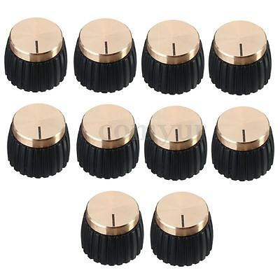 10 X ลูกบิดแอมป์กีตาร์ Push - On สีดํา + ทอง Cap สําหรับ Marshall Amplifier