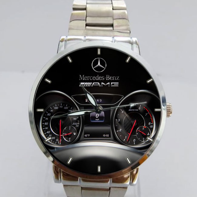 นาฬิกาข้อมือสแตนเลส Mercedes benz Amg สําหรับติดพวงมาลัยรถยนต์