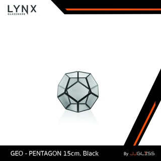 JJGLASS - ( LYNX ) GEO - PENTAGON 15cm. Black - แจกันกระจก ทรงเรขาคณิต จัดสวน สำหรับตกแต่งบ้าน ไม่สามารถใส่น้ำได้