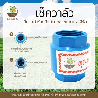 เช็ควาล์ว ลิ้นเตเปอร์ เกลียวใน PVC ขนาด1-2" สีฟ้า - โตไว