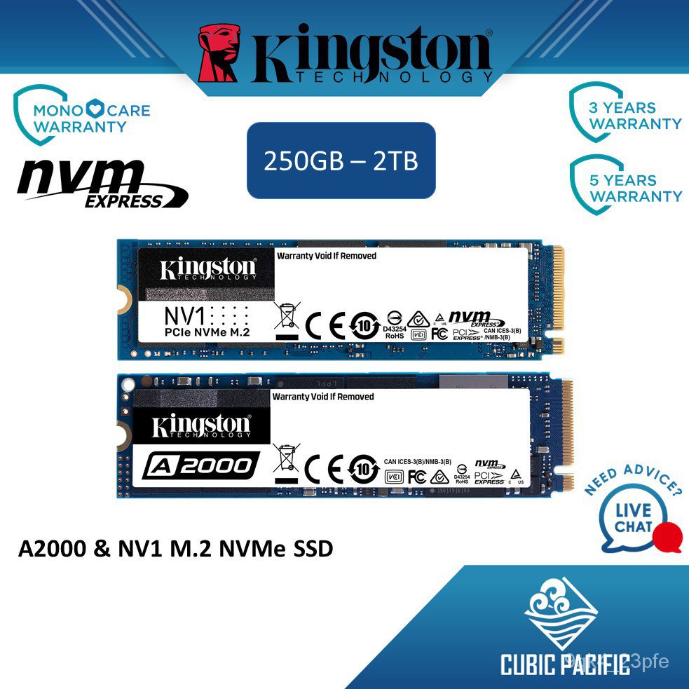 Kingston A2000 / NV1 NVMe PCIe Gen 3x4 M.2 2280 Internal Solid State ...