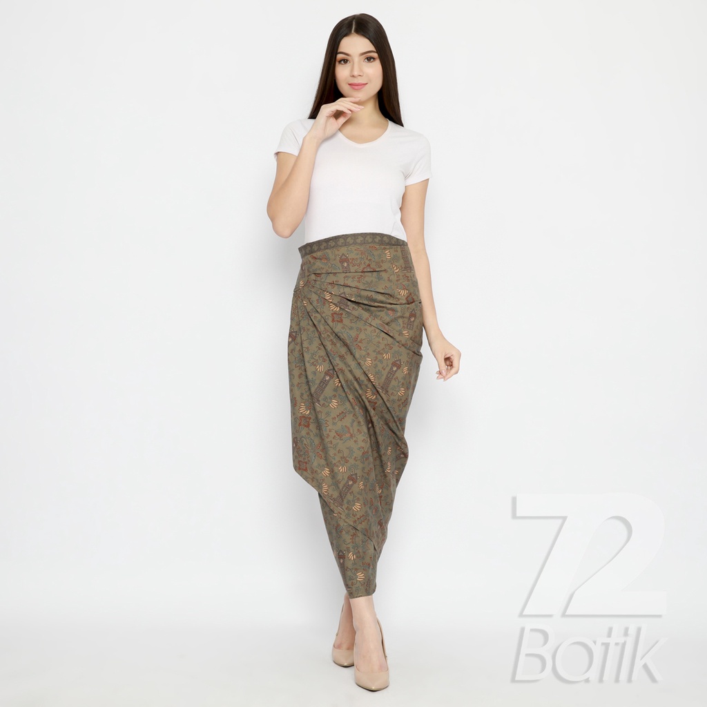 HIJAU 72 Batik - กระโปรงห่อ Kebaya สําเร็จรูปสมัยใหม่สําหรับผู้หญิงพิมพ์ลาย Jam Gadang สีเขียวและสีเ