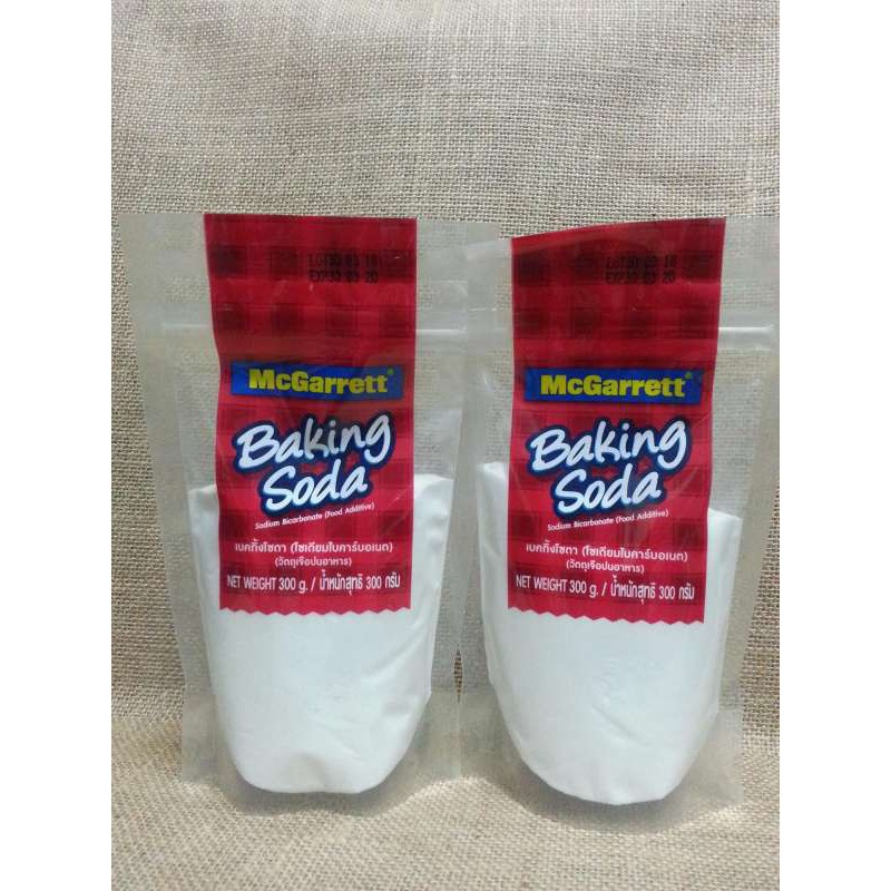 เบคกิ้งโซดา เบกกิ้งโซดา (300 กรัม 2 ถุง) โซเดียมไบคาร์บอเนต (วัตถุเจือปนอาหาร) Backing Soda McGarrett