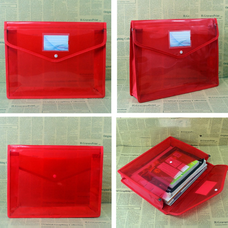 A4 B4 Transparent Document Storage Organizer Three-Dimensional Plastic File Bag - รูปที่ 3
