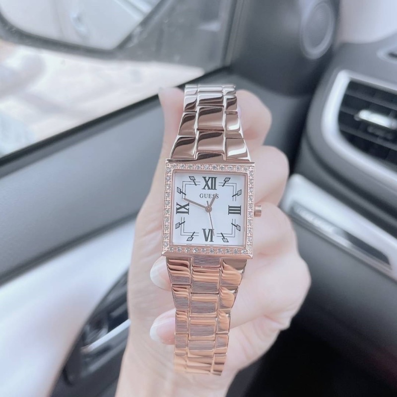 👑ผ่อน0%~แท้100%👑  Guess Crystals Rose Gold Stainless Steel Bracelet GW0026L3 นาฬิกาข้อมือ