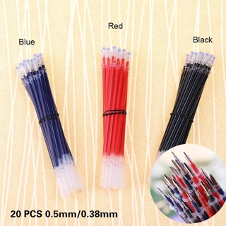 ไส้ปากกาหมึกเจล สีดํา น้ําเงิน แดง 0.5 มม. 0.38 มม. 20 ชิ้น