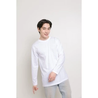 Cotton.th เสื้อยืด สีขาว คอกลม แขนยาว Cotton แท้100% No. 32 เสื้อยืดแขนยาว