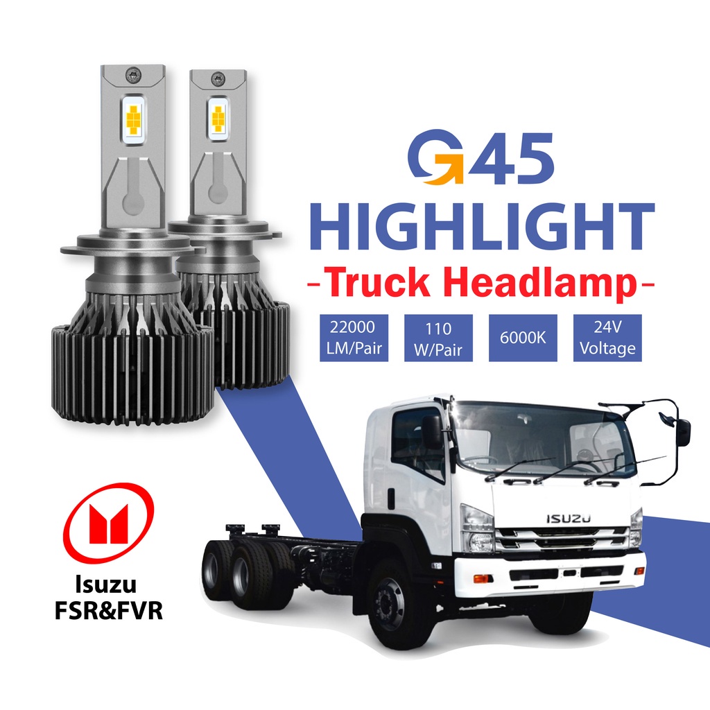 2pcs *รับประกัน 1 ปี* Isuzu FSR & FVR Truck&Lorry LED ไฟหน้า Highlight Headlamp 24V H1 H4 H7 H8/H11