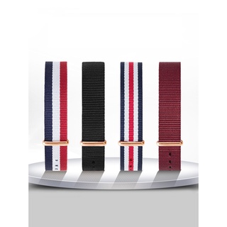 สายนาฬิกาข้อมือไนล่อน สีโรสโกลด์ สําหรับ daniel wellington Watch Band 18 มม. 20 มม.