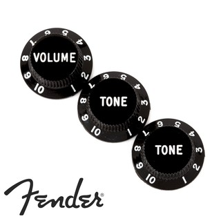 Fender® ปุ่มวอลุ่มกีตาร์ไฟฟ้า ปุ่มโทนกีตาร์ไฟฟ้า (Black) สำหรับทรง Strat จำนวน 3 ตัว (1x วอลุ่ม, 2x โทน)