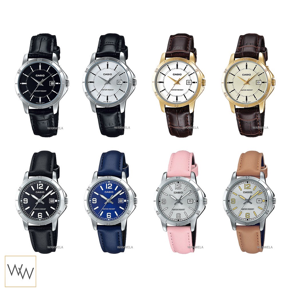 นาฬิกาคู่ นาฬิกาข้อมือผู้หญิง นาฬิกาแบรนด์เนม [ใส่โค้ดลดเพิ่ม] ของแท้ นาฬิกาข้อมือ Casio ผู้หญิง รุ่น LTP-V004 สายหนัง พ