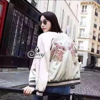 Sevy Embroidered Queen Bird Flora Baseball Jacket