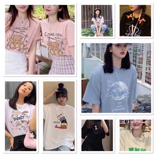 💥YUI💥พร้อมส่ง เสื้อยืดพิมพ์ลาย Over size คอกลม แขนสั้น ผ้านิ่มแฟชั่น สไตล์เกาหลี 💖 #9003-1