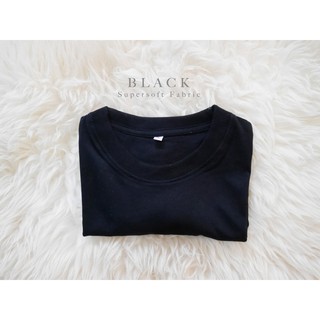 [ในLive ลด50%]เสื้อยืด "สีดำ BLACK" TShirt พรีเมี่ยมอย่างดี ผ้า SUPERSOFT คอกลม เนื้อสัมผัสนุ่ม ผ้า cotton100%