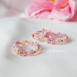 lady_flowerrrr : pink flowerring แหวนลูกปัดดอกไม้,แหวนลูกปัด